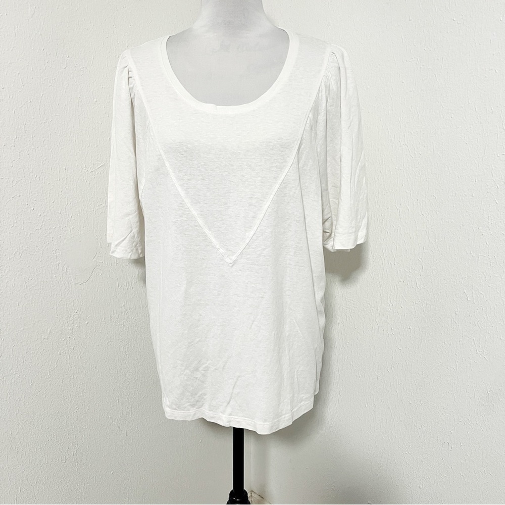 Wrap London White Hemp & Organic Cotton Short Sleeve Tee T-shirt Womenโs 12 EUC